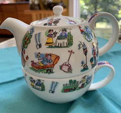 Buy James Sadler  Summer Fun  FINE BONE CHINA Tea For One Teapot With Cup • 31.03£