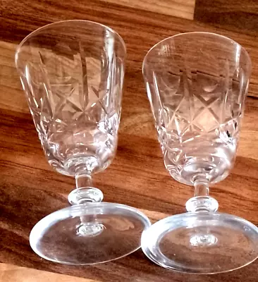 Buy Pair Of Vintage Edinburgh Crystal  Olive And Cross   Glasses ED19 Stem Glasses • 5£
