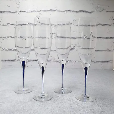 Buy Orrefors Intermezzo Blue Champagne Glass/flute - Set Of 4 - Slight Seconds Boxed • 40£