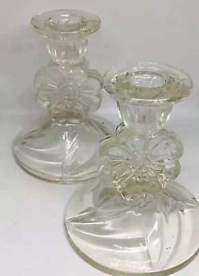 Buy Candlesticks PAIR OF SOWERBY “Cosmos”FLORAL PRESSED GLASS, Early 20C • 12£