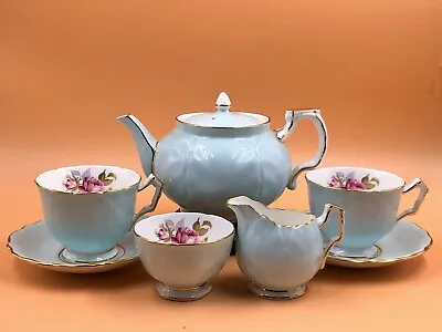 Buy Aynsley China Blue Crocus Tea Set For 2. Teapot, 2 Duos, Creamer & Sugar. 2715. • 275£