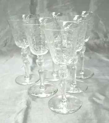 Buy Vtg Libbey Rock Sharpe REMBRANDT #2008 Set Of 6-5 3/4  Wine Glasses Cut Polished • 38.38£