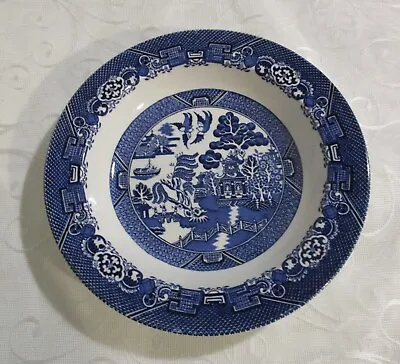 Buy Vintage Woods Ware Blue And White Willow Pattern  Rimmed Soup Or Pasta Bowl • 4.49£