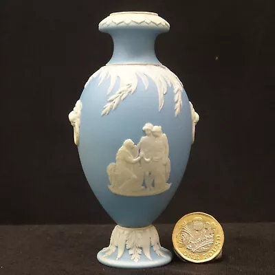 Buy Antique Miniature Wedgwood Blue Jasperware Vase, 11cm, C1890's • 19.95£