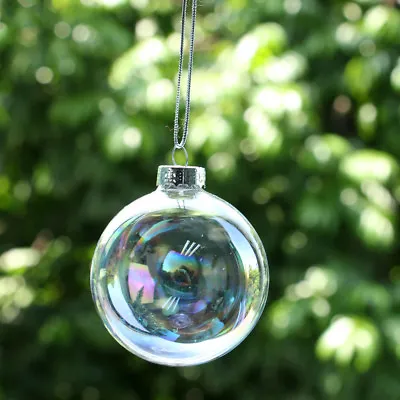 Buy Christmas Baubles Clear Fill Up Glass Glitter Bubble Ball For Wedding Party • 8.95£