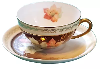 Buy Antique Porcelain ZS & Co Bavaria Day Lily  W/ Gold Accents Tea Cup & Saucer • 20.86£