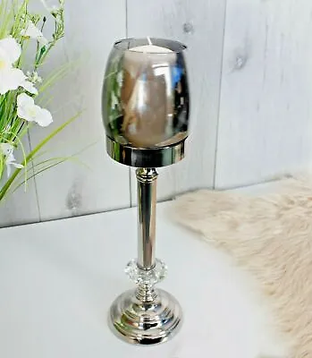 Buy Large Candle Holders Silver Home Decoration Tall Glass Jar Tea Light Goblet • 16.99£