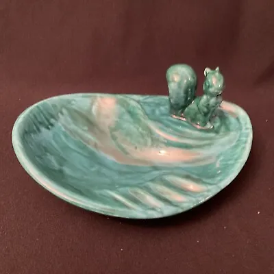 Buy Large Vintage GREEN Anglia Pottery - SQUIRREL Oval Trinket Bowl /Ashtray • 15£