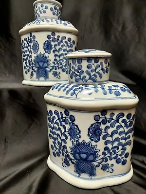 Buy Vintage Seymour Mann China Blue Chinoiserie Porcelain Pair Ginger Jars 8” EUC • 93.67£
