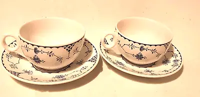 Buy 2x Furnivals Blue Denmark Tea Cups Saucers • 15£