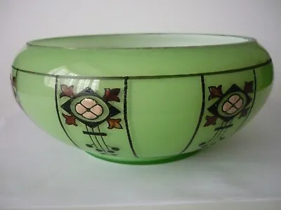Buy Art Deco Green Glass Bowl With Raised Panels Striking Design • 24£
