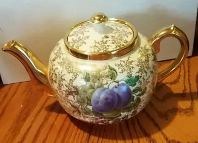 Buy Antique Sudlows Burslem Teapot Fruit Bouquet With Gold Trim Rare Made In England • 34.71£