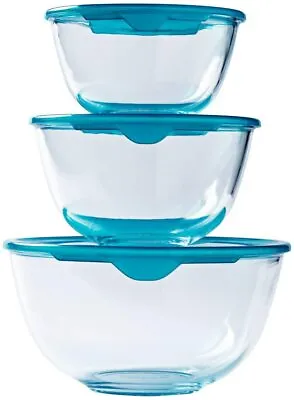 Buy Pyrex Bowl Set 3 Pcs. Cook & Store Glass 0.5L,1.0L, 2.0L  Mixing Bowl With Lid • 15.99£