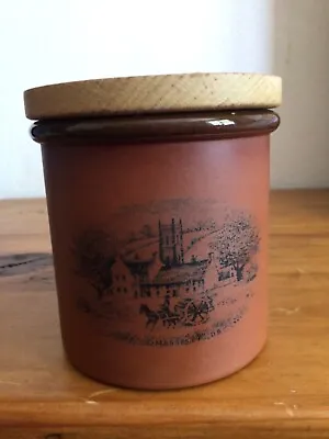 Buy Terracotta Kitchen Storage Jar Fulham Pottery Glazed, Wooden Lid • 6£