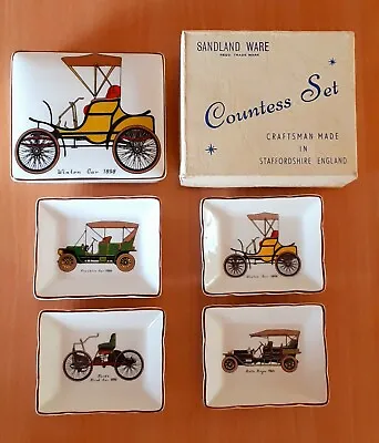 Buy Vintage Sandland Ware Countess Set CARS Ceramic Box  4 Pin/Trinket Dishes Tray  • 12.99£
