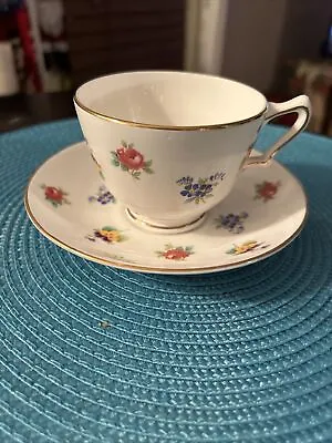 Buy Vintage Crown Staffordshire Fine Bone China Tea Cup And Saucer, Petite Flowers,  • 12.29£