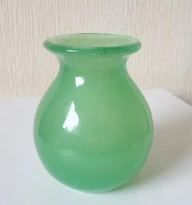 Buy Art Deco 1930's Jade Green Hand Blown Glass Flared Rim Bud Vase - Monart? - Mint • 60£