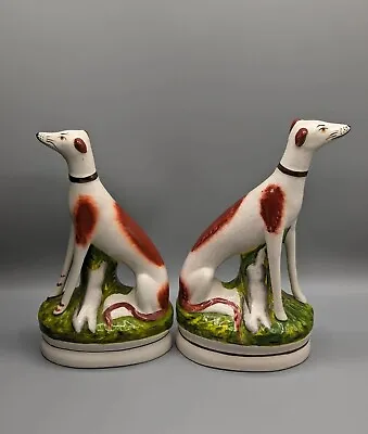 Buy Pair Staffordshire Ware Kent Whippet Mantelpiece Dogs Greyhounds Bone China  • 150£