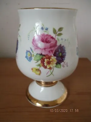 Buy Vintage Prinknash Floral And Gold Lustre Goblet Shaped Vase • 13£
