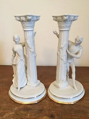 Buy The Romeo And Juliet Candlesticks Fine Bisque Porcelain By Franklin Mint 1986 • 37.99£