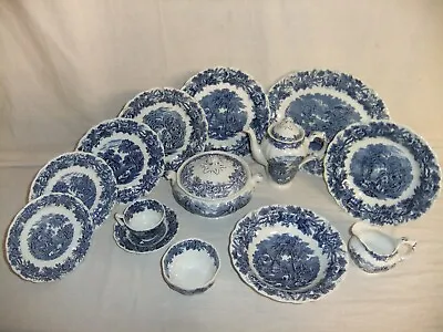 Buy Booths Pottery - British Scenery - Pattern A 8024 Vintage Blue Tableware - 9B4E • 35£