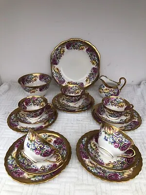Buy STUNNING  Old Country Rose Style BONE CHINA CABBAGE ROSE AND GILDED TEASET • 49.99£