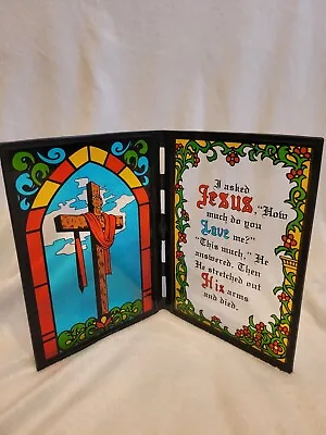 Buy Standing Stained Glass Light Catcher Plaque Religious Saying  Jesus LOVE  • 4.74£