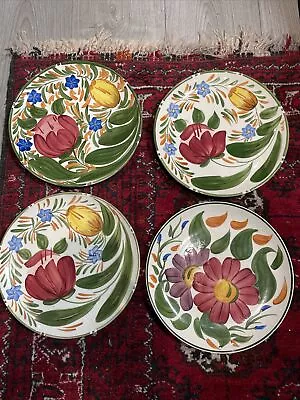 Buy Vintage Wade Pottery Royal Victoria “ Capri “ 4 X Hand Painted Dinner Plates • 17.50£