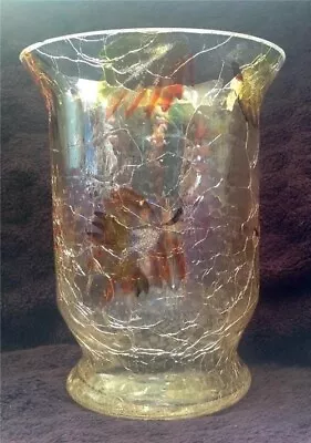Buy Fascinating Unusual Crackle Effect Glass Vase, Sparkle Red Green Yellow Leaves • 24.50£