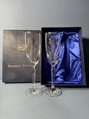 Buy Bohemia Crystal Cut 25th Silver Wedding Anniversary Glasses • 10£