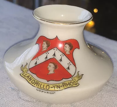 Buy Carlton China Crested China Vase. Llandrillo-Yn-Rhos Crest. Excellent Condition. • 2.50£