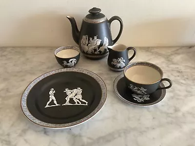 Buy Antique F&R PRATT Greek Prattware C19th Pottery Breakfast Set Tea For 1 Teapot • 275£
