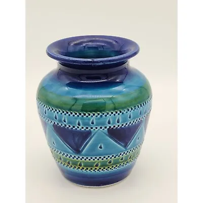 Buy Vintage Vase Italy Flavia Montelupo Remini Blue Collection Bitossi Handcrafted • 27.49£