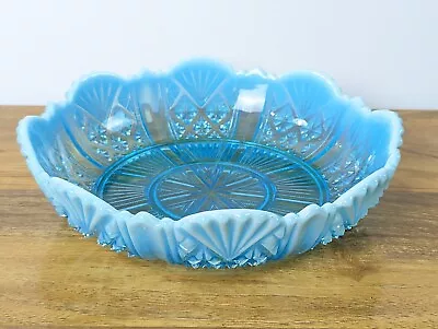 Buy Vintage DAVIDSON Pressed Glass Blue Bowl • 26£