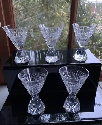 Buy 5 X STUNNING HEAVY BASED CRYSTAL COCKTAIL GLASSES ROYAL BRIERLEY (?) • 35£