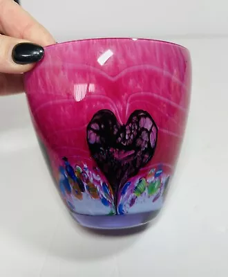 Buy Vintage Scottish CAITHNESS GLASS Cadenza Hearts Vase By Colin Terris Pink • 15£