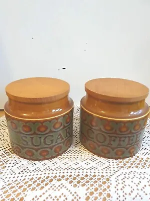 Buy Set Of Two Vintage 1970'  Coffe And Sugar Jars Hornsea Pottery, Bronte Pattern. • 28£