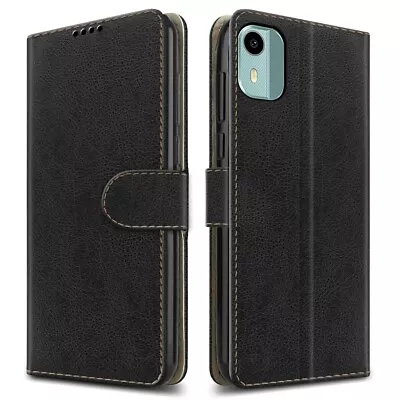 Buy For Nokia C02 Case, Slim Leather Wallet Flip Stand Phone Cover + Screen Guard • 5.95£