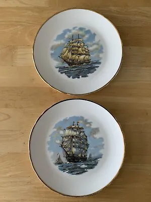 Buy 2 X Tuscan Sailing Ships Fine Bone China Plates - Nautical - Rare - 21cm Dia • 10£