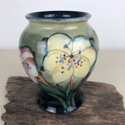 Buy Vintage MOORCROFT African Lily Green / Blue / Pink / Lemon Floral 5.5  14cm Vase • 79£