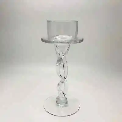 Buy Candle Tea-light Holder Clear Glass Twisted Stem Tea Light Light Table Decor • 19.99£