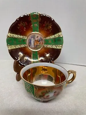 Buy Vintage Cico Bavaria  Tea Cup & Saucer Set Gold Green Burgundy Made In Germany • 27.85£