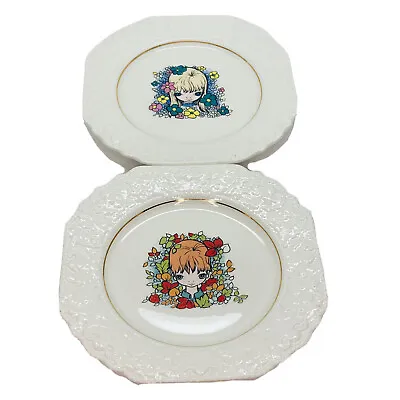 Buy Lord Nelson Pottery Set/2 Wall Plates Pixie Girl Big Eyed Flowers 7-72 England • 21.21£