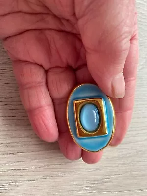 Buy Ceramic Brooch With Stone Turquoise Blue Jersey Pottery 1965 Channel Islands  • 7£