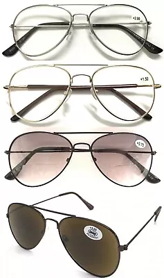 Buy Classic Pilot Style Double Bridge Reading Glasses Metal Small Shape Retro Design • 4.99£