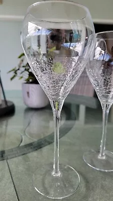 Buy PIER 1 Reflections Clear And Crackle Wine Glasses 10’ Set Of 4 • 33.72£