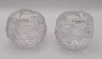 Buy A Pair Of Kosta Boda Glass Small Snowball Votive Tea Light Candle Holders • 24.99£