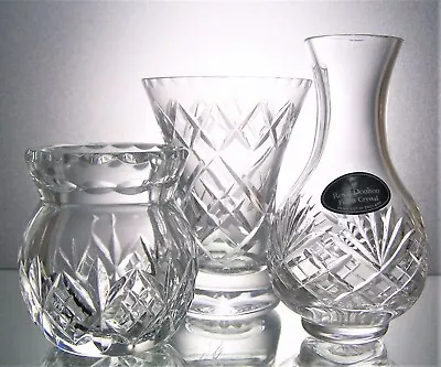 Buy Selection Of 3 Lead Crystal Cut Glass Stem  Posy Vases Inc. Royal Doulton • 15£