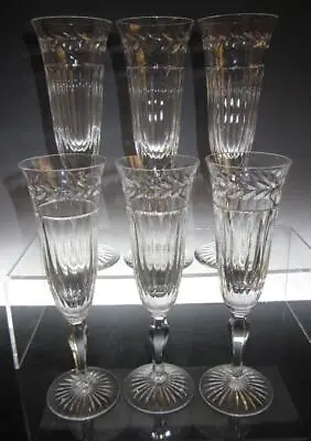 Buy STUART Crystal  SENATOR Cut  Set Of Six (6) Champagne Flutes - 8 1/4  (211mm) • 395£