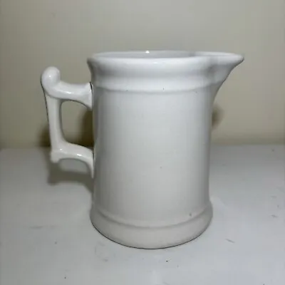 Buy Antique White Ironstone Pitcher Milk Jug Chunky Stained Crazed Patina Farmhouse • 47.94£